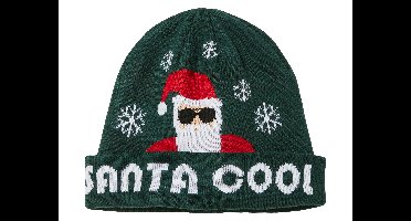 Gebreide muts in vrolijk kerstdesign (Kerstman Koel)