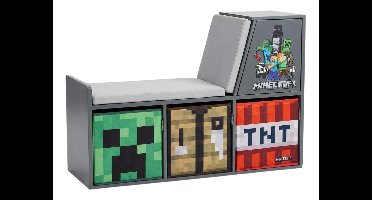 MINECRAFT Zitbank met opbergruimte, incl. 3 opbergdozen