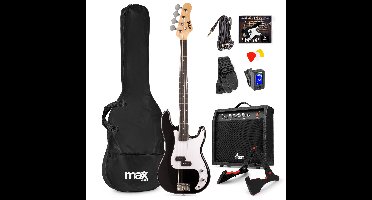 Max Gigkit Basgitaar met 40 Watt versterker - Gitaarstandaard -