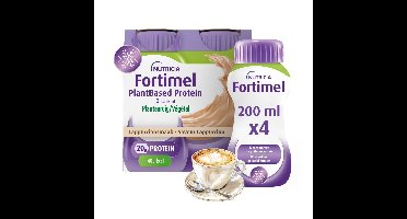 Fortimel PlantBased Protein 2kcal Cappuccinosmaak Voedingssupplement Ondervoeding Flessen 4x200ml