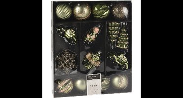20x stuks kerstballen en kersthangers figuurtjes groen kunststof