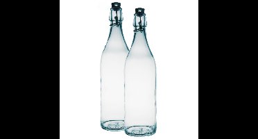 2x Ronde beugelflessen/weckflessen transparant 1 liter
