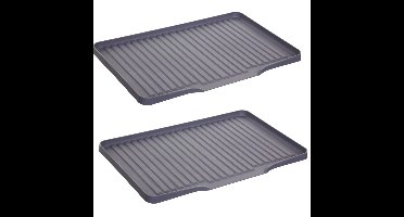 2x Stuks afdruipmat/afdroogmat met ribbels grijs 46 x 30 cm van kunststof
