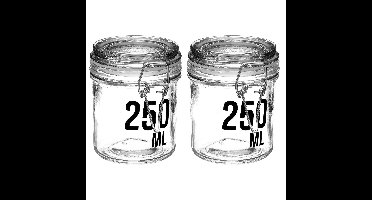 2x stuks inmaakpotten/voorraadpotten 0,25L glas met beugelsluiting