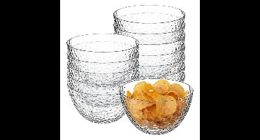 5Five Kommetjes / serveer schaaltjes - 12x - transparant - kunststof - Dia 14 cm - stapelbaar