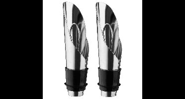5Five Vacuum wijnstopper met afsluitdop - 4x stuks - metaal - 2 x 2 x 8 cm - Flessenstop