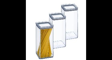 5Five Voorraadpot - 4x - keuken/voedsel - kunststof - 1500 ml - luchtdichte deksel - transparant