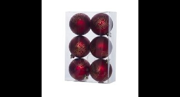 6x Rode Merry Christmas kerstballen 6 cm kunststof