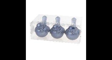 6x stuks decoratie vogels op clip blauw 10 cm