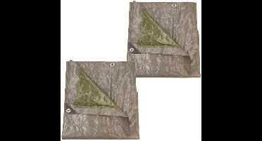 Afdekzeil/dekzeil grijs/groen waterdicht kunststof 140 gr/m2 - 2x - 500 x 800 cm