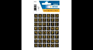 Alfabet plak letters - A-Z Stickers - 2x vellen - zwart / goud - 13 mm