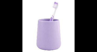 Badkamer beker / tandenborstelhouder Earth Serie - Keramiek - lila - 8 x 10 cm