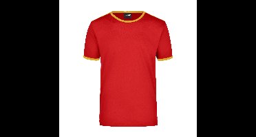 Basic ringer shirt rood met gele strepen voor heren