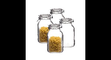 Bormioli Rocco Voorraadpot / weckpot - 4x - transparant - glas - 21 x 13 cm - 2 Liter