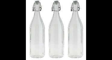 Bormioli rocco waterfles met beugeldop - 4x stuks - helder transparant - 1000 ml - Giara home deco f