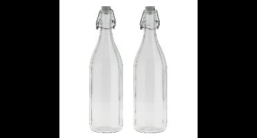 Bormioli rocco waterfles met beugeldop - Set van 6x stuks - helder transparant - 1000 ml - Giara hom