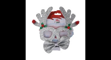 Christmas Decoration Feestbril - zilver - vlinderstrikje - 17 cm