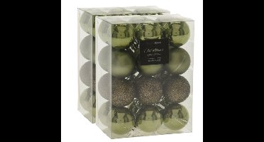 Christmas Decoration Mini Kerstballen - 48x Groen tinten - Kunststof - 3 cm