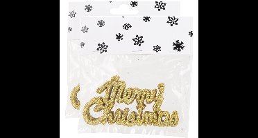Cosy @ Home Merry Christmas - 12x stuks - kunststof - goud - 10 cm