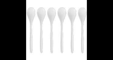 Cosy & Trendy Koffie/theelepeltje - 12x stuks - kunststof - wit - 13 cm