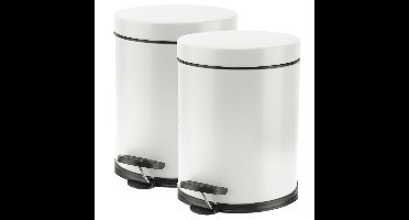 Cosy & Trendy Pedaalemmer - 2x - wit - RVS - 5 l - 24 cm