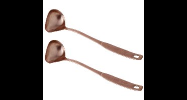 Cosy & Trendy Sauslepel - 2x stuks - koperkleurig - opscheplepel - RVS - 26 cm