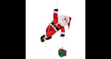 Decoratie kerstman pop - hangend?aan touw - H60 cm - Kerst figuur