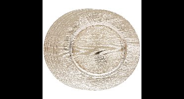 Diner/kerstdiner onderborden - 4x st - hout look - goud - kunststof - D33 x H2 cm- rond