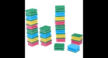 Dirt Devil Schuursponsjes - 48x - gekleurd - afwas of schoonmaak sponzen