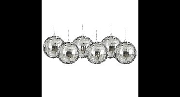 Disco kerstballen - 6x stuks - zilver - 8 cm - foam - spiegelbol/discobol