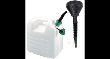 EDA Brandstof jerrycan - wit - kunststof - 20 liters - incl. vul trechter - 39 cm - Benzine - Diesel