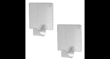 Excellent houseware handoeken ophang haakjes - 12x stuks - rvs - zilver - Zelfklevend