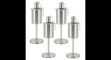 Fancy Flames RVS olie/tuinfakkel - 4x - 9.5 x 25 cm - op stabiele voet