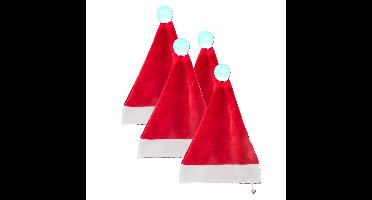Feeric Christmas Kerstmuts - 5x - rood - met verlichte pompon - D60 x 30 cm - voor volwassenen