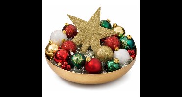 Feeric Christmas Kerstversiering set - 44-dlg - kerstballen en piek - kerst kleuren