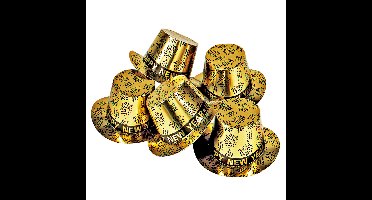 Feest hoedje Happy New Year - 50x - goud - karton - oud en nieuw party accessoires