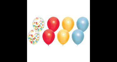 Feestversiering multi-kleuren-mix thema ballonnen 12x stuks 30 cm