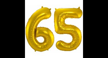 Folat Folie ballonnen - 65 jaar cijfer - goud - 86 cm - leeftijd feestartikelen - versiering