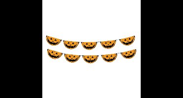 Funny Fashion Halloween pompoenen thema vlaggenlijn - Set van 2x stuks - 5,5 meter - gezichten