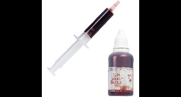 Funny Fashion Kunstbloed met dokters spuit - voor lichaam en kleding - 59 ml - horror - nepbloed