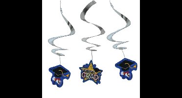 Geslaagd feestartikelen - Hangdecoraties - 6x stuks - 50 cm - Plafond versieringen - papier