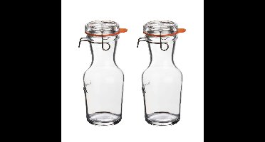 Glazen water karaffen met beugelsluiting dop - 2x - 500 ml - Sapkan/waterkan
