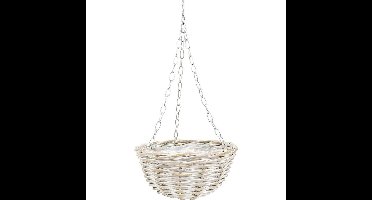 Hangmand - wit - D30 cm - rotan gevlochten - hangende plantenbak - aan ketting - hanging basket