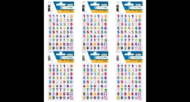 Herma Stickervel nummers 3D - cijfers / getallen - 0 t/m 9 - 6x vellen - gekleurd - 8 mm
