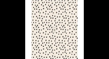 H&S Collection Fleece deken - beige - zwarte stippen - 130 x 170 cm