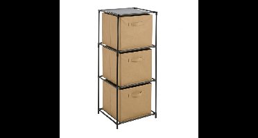 Kastmandjes/opberg mandjes - beige - 3x stuks van 29 Liter - In rekje van 34 x 98 cm
