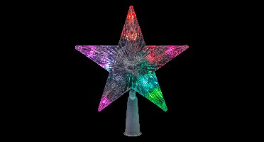 Kerst piek - ster - met gekleurde LED verlichting - H19 cm - kunststof - kerstboompiek