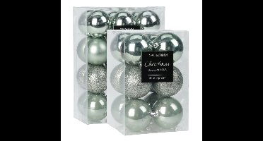 Kerstballen - 28x st - 5 en 6 cm - mintgroen - kunststof - kerstversiering