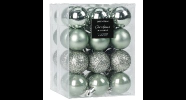 Kerstballen - 32x - kunststof - mint groen - 5 cm