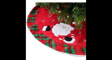 Kerstboomrok - Mickel - kerstman - rood/groen - D90 cm - polyester - kerstboomkleed